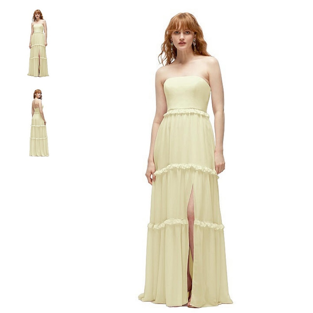 Elegant Strapless Yellow Dress